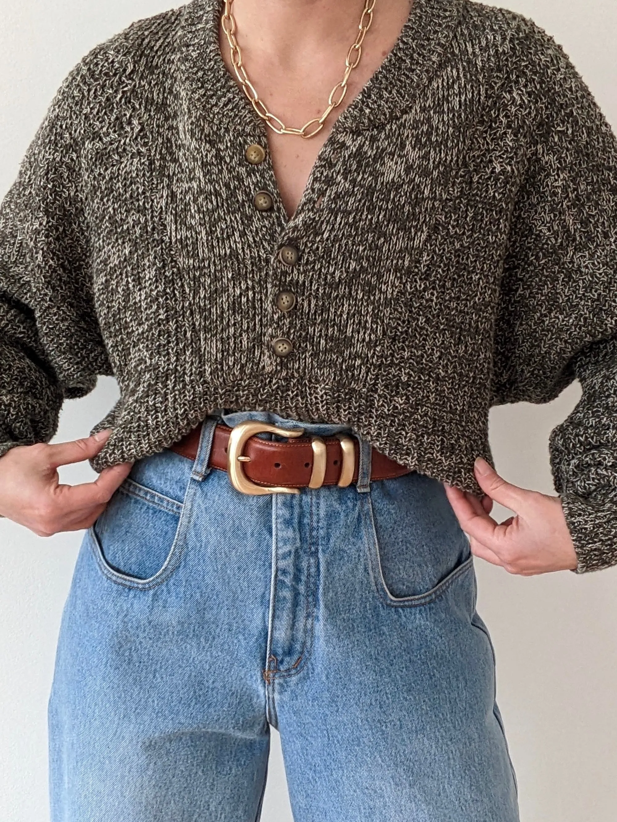Favorite Vintage Olive Cotton Henley sold by NA NIN product image thumbnail 2