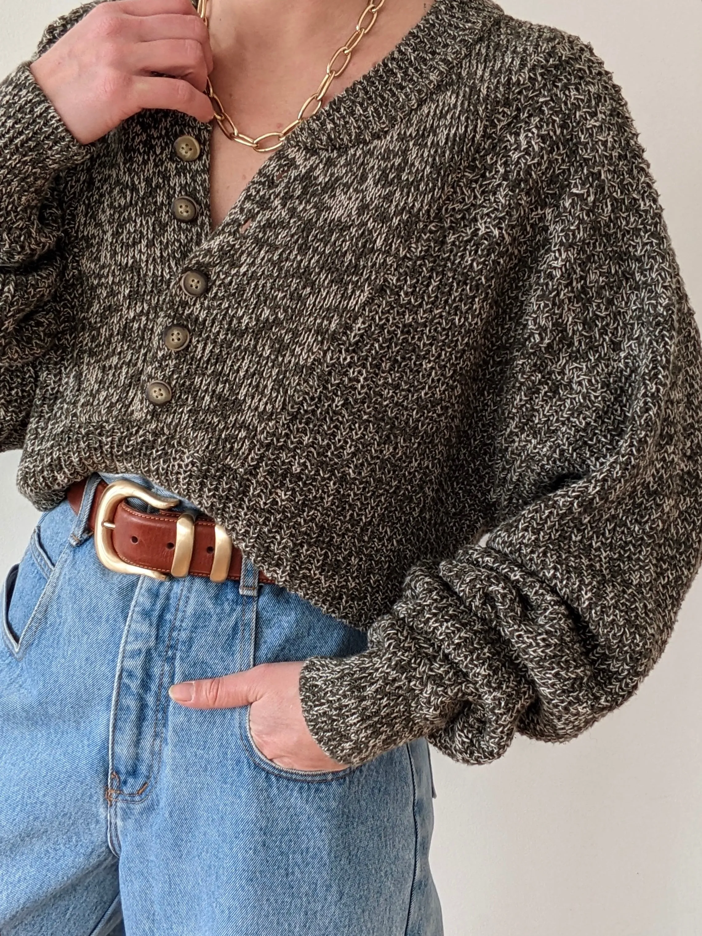 Favorite Vintage Olive Cotton Henley sold by NA NIN product image thumbnail 4