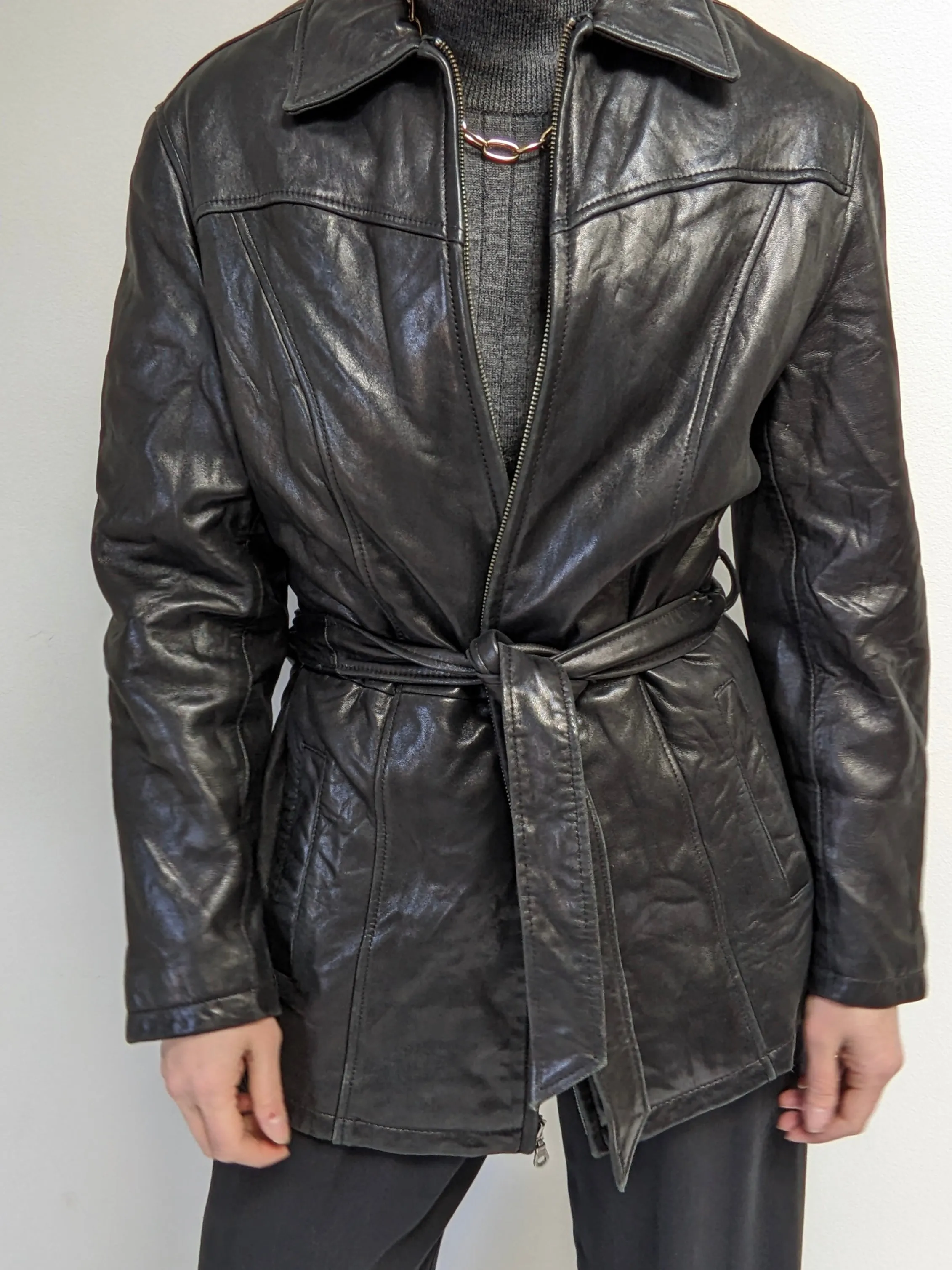 Incredibly Supple Vintage Onyx Belted Leather Jacket sold by NA NIN product image thumbnail 2