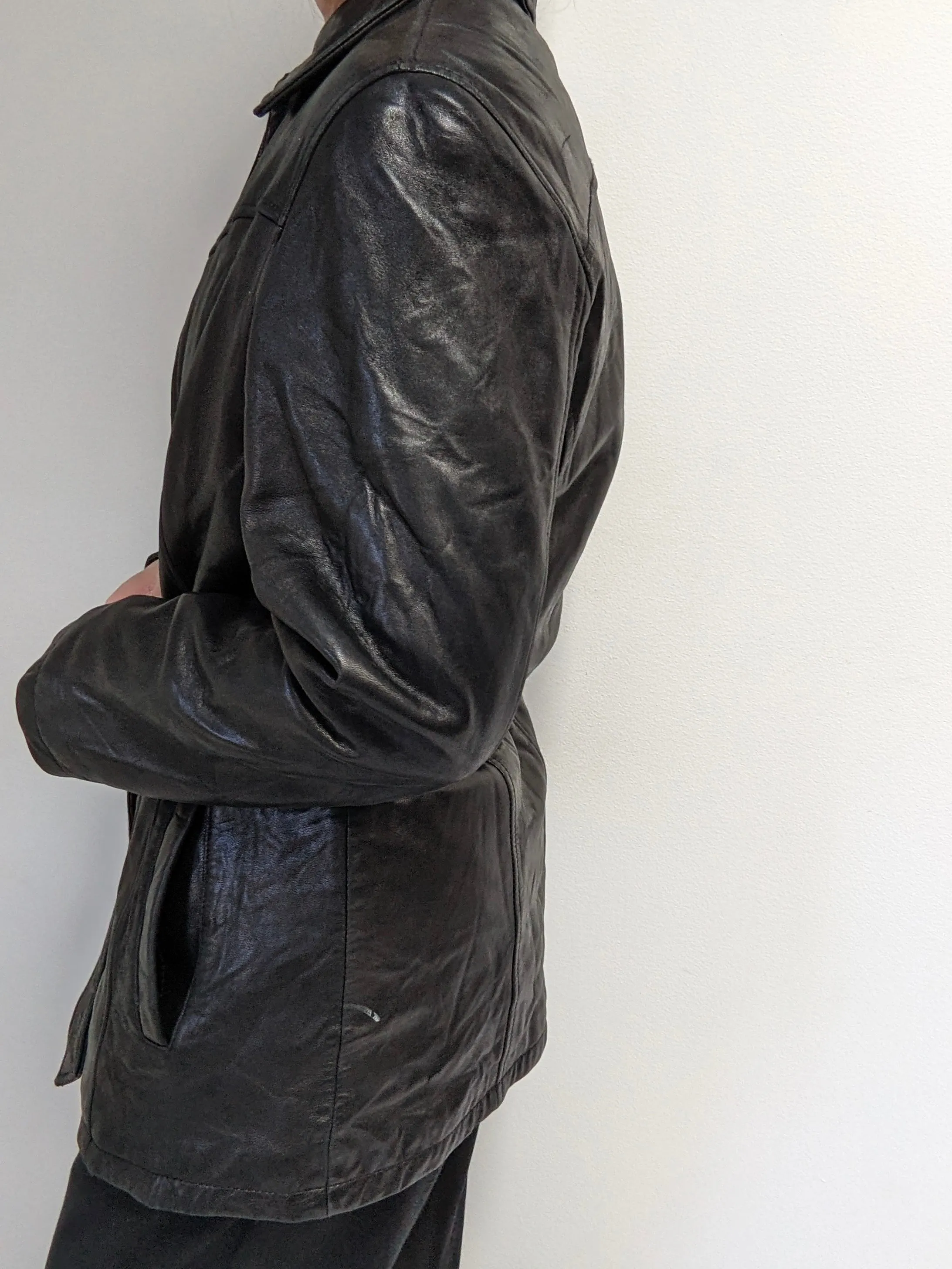 Incredibly Supple Vintage Onyx Belted Leather Jacket sold by NA NIN product image thumbnail 4