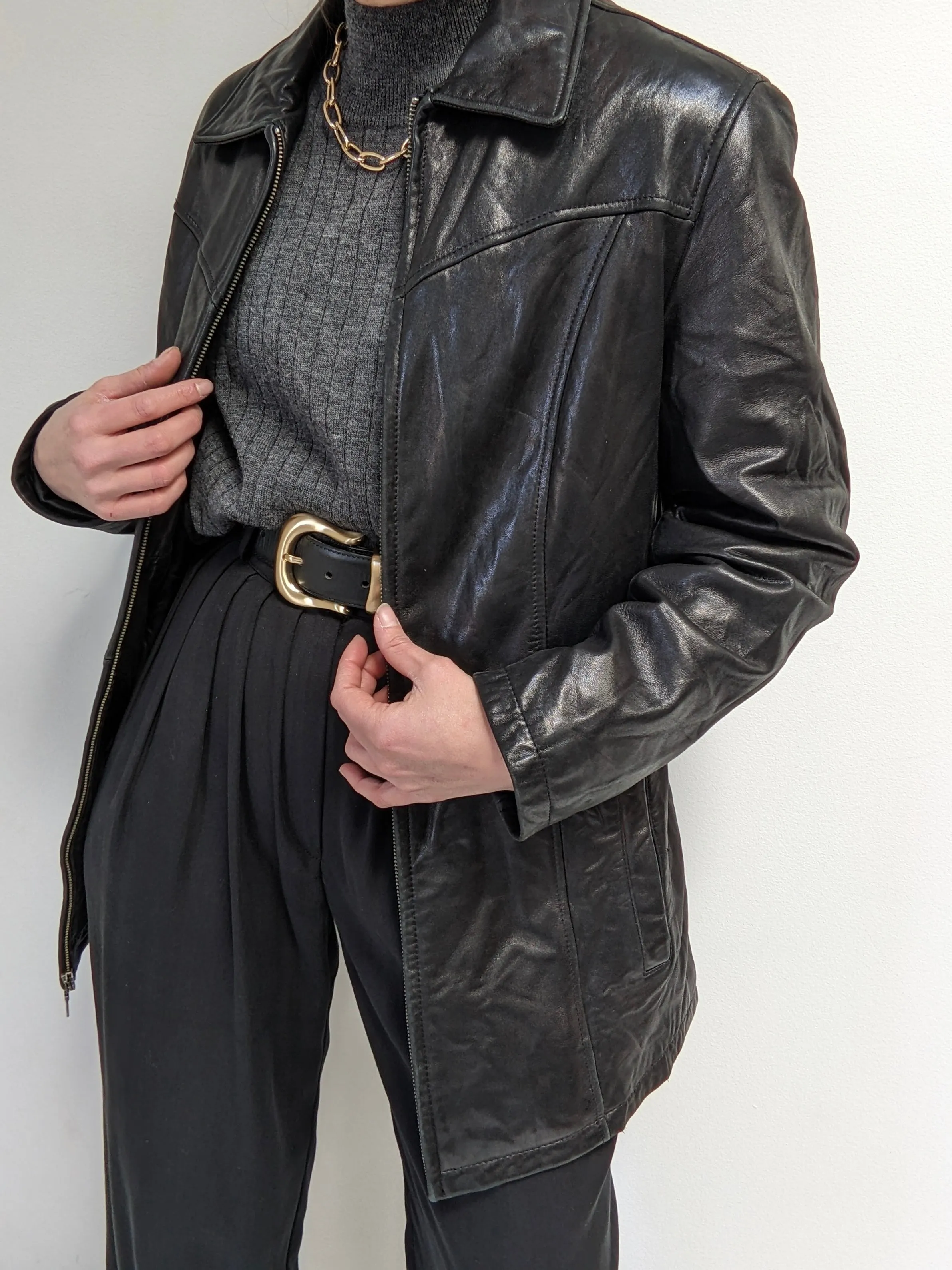 Incredibly Supple Vintage Onyx Belted Leather Jacket sold by NA NIN product image thumbnail 3