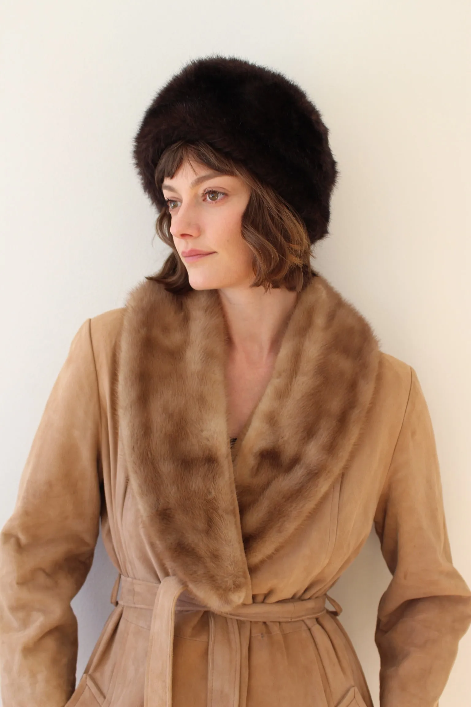 Rare Vintage Belted Suede & Fur Collar Coat sold by NA NIN product image thumbnail 4