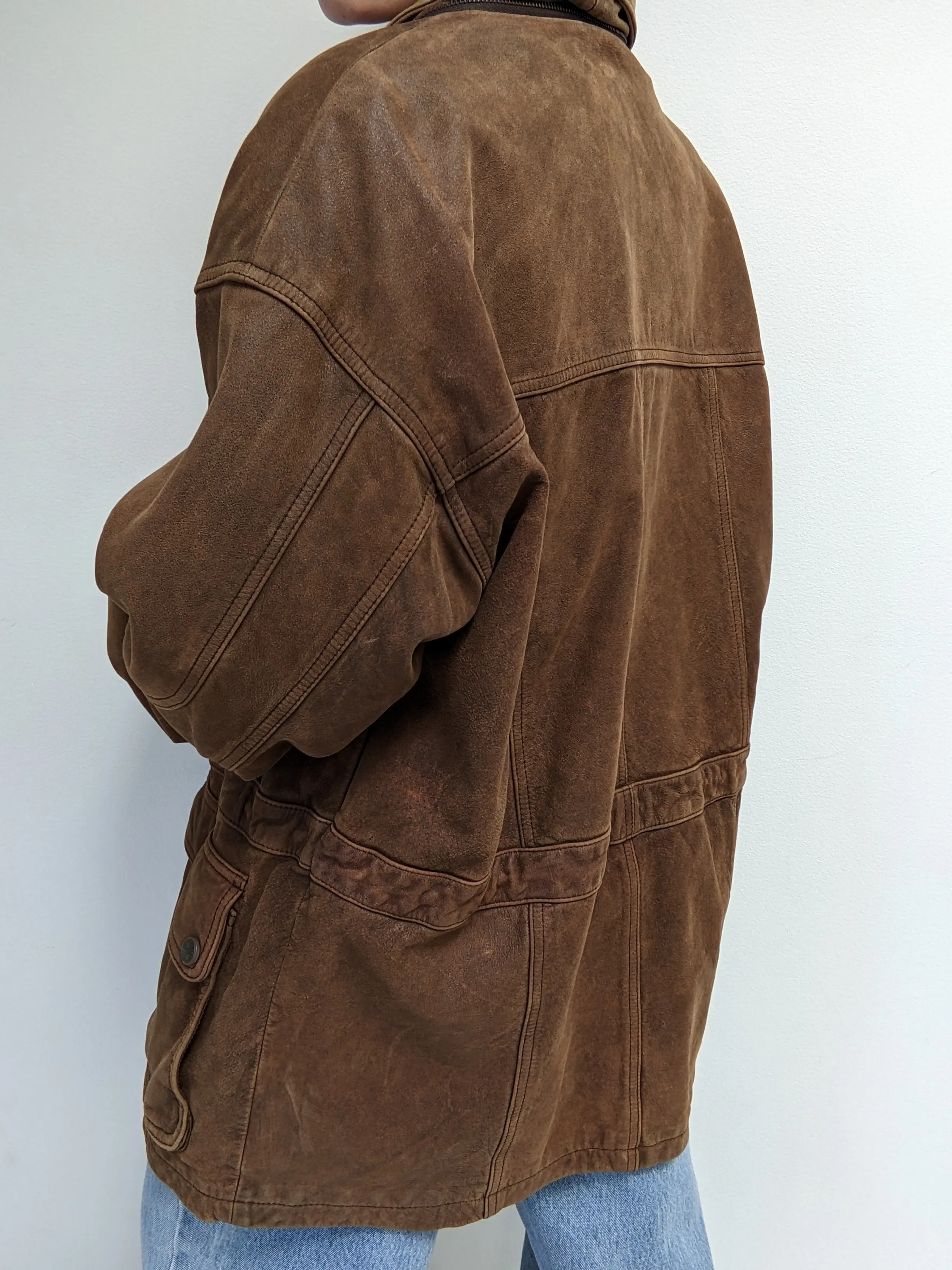Vintage Tobacco Leather Chore Coat sold by NA NIN product image thumbnail 3