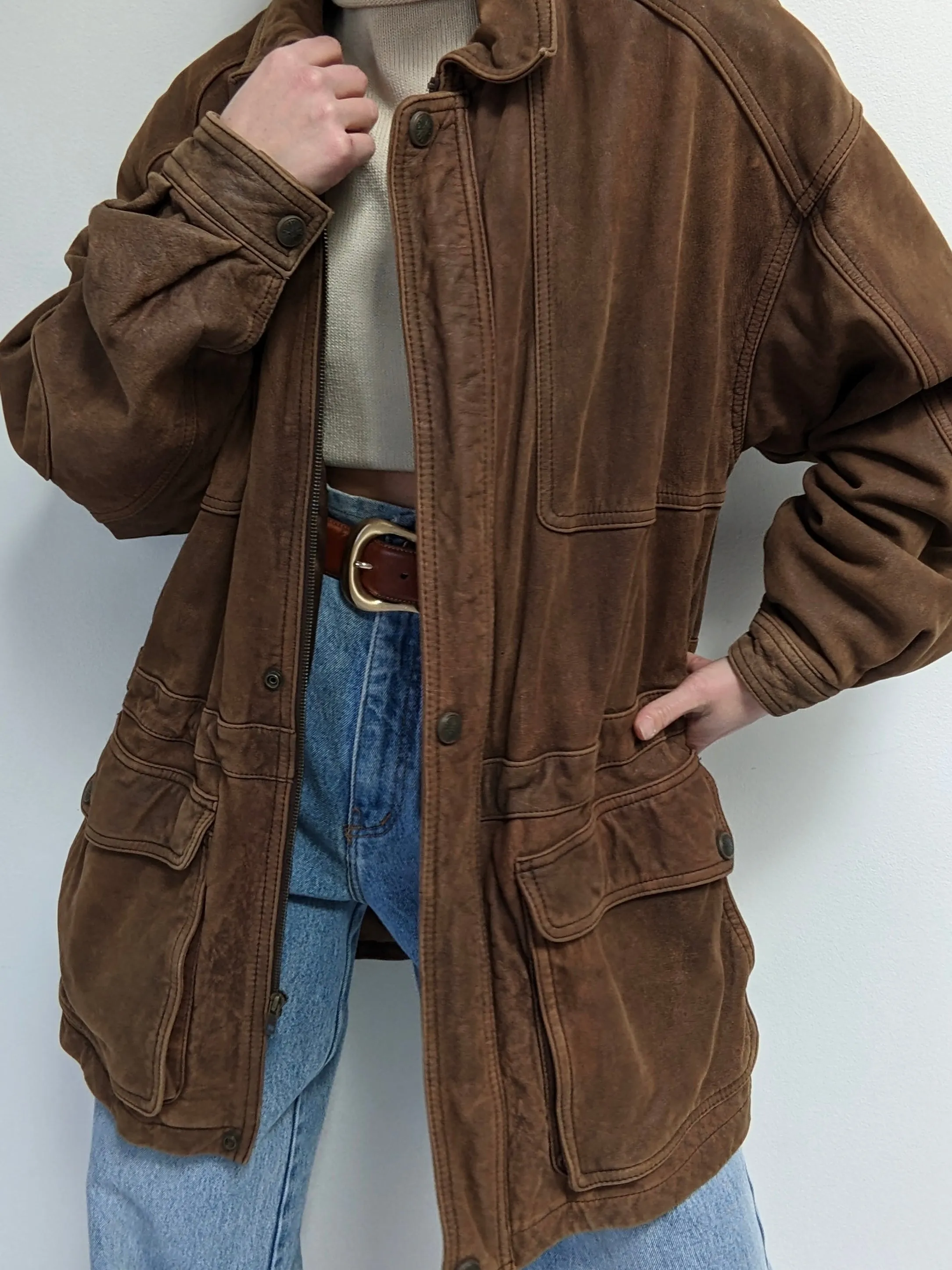 Vintage Tobacco Leather Chore Coat sold by NA NIN product image thumbnail 2