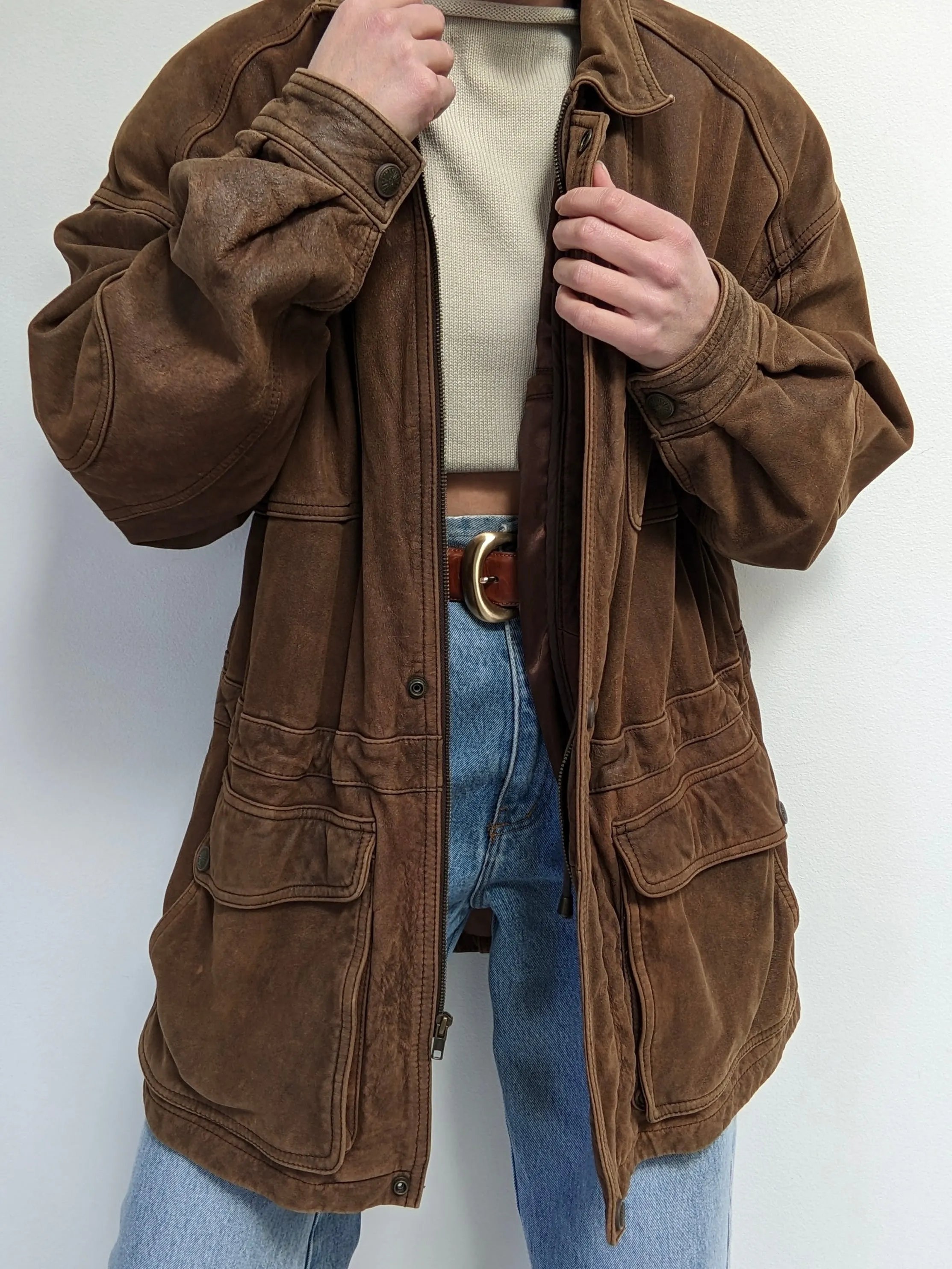 Vintage Tobacco Leather Chore Coat sold by NA NIN
