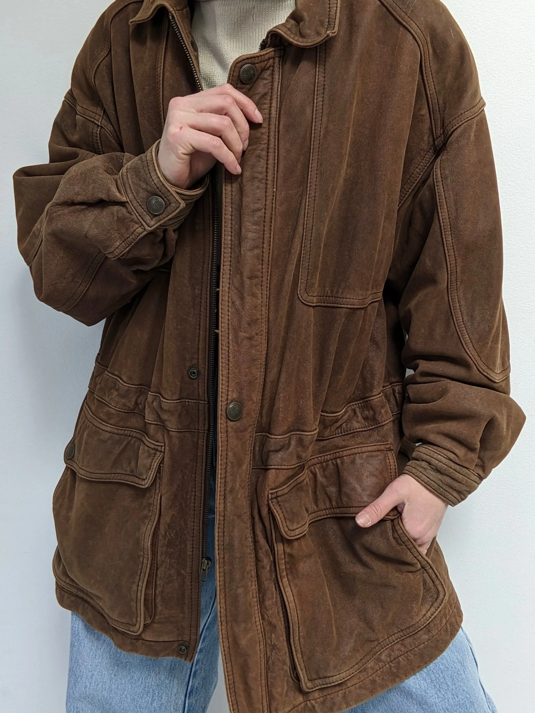 Vintage Tobacco Leather Chore Coat sold by NA NIN product image thumbnail 4