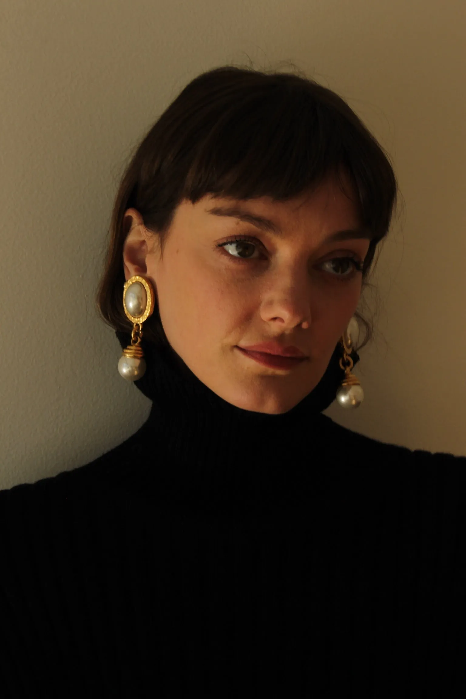 Statement Vintage Gold & Faux Pearl Drop Earrings sold by NA NIN product image thumbnail 4