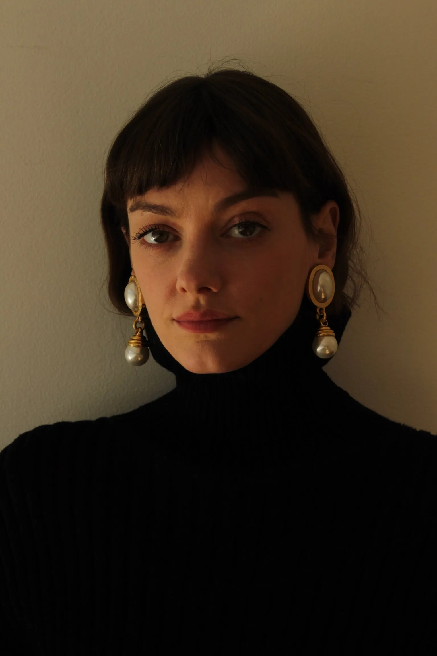 Statement Vintage Gold & Faux Pearl Drop Earrings sold by NA NIN product image thumbnail 3