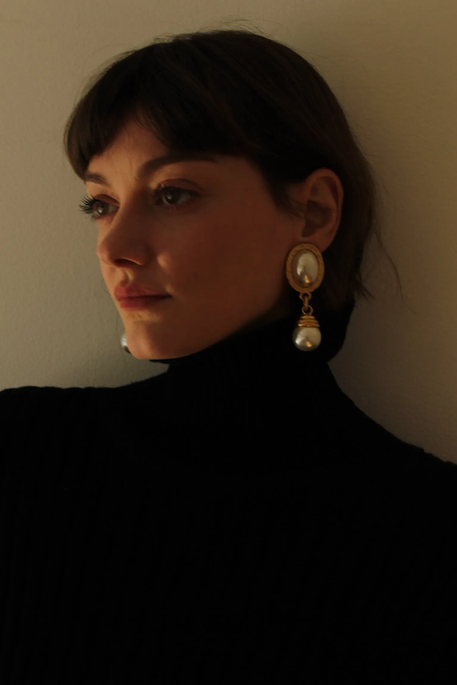 Statement Vintage Gold & Faux Pearl Drop Earrings sold by NA NIN product image thumbnail 5