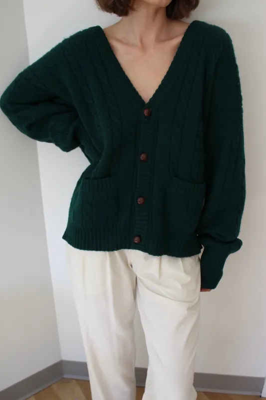 Vintage Evergreen Wool Cardigan made by Vintage