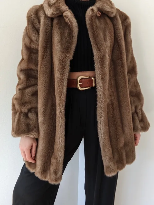 Luxury Vintage Plush Faux Fur Coat made by NA NIN