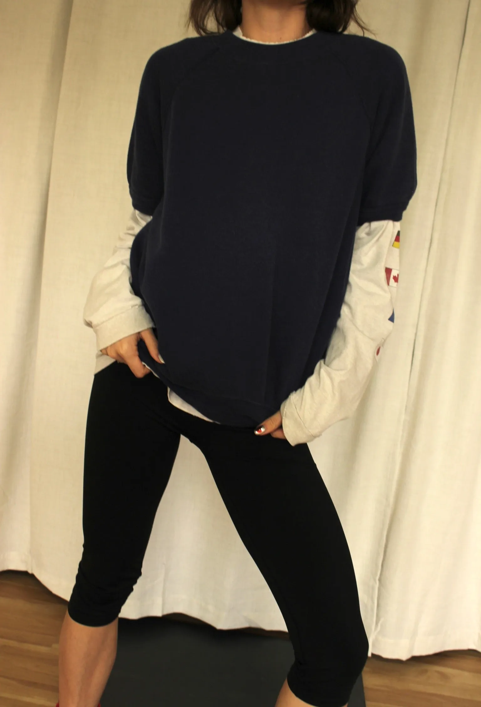 Vintage Faded Navy Raglan Short Sleeve Sweatshirt sold by NA NIN product image thumbnail 3