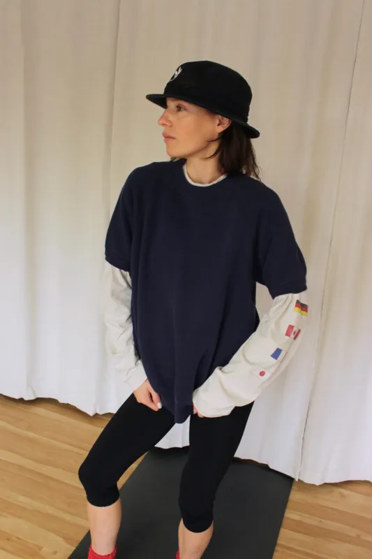Vintage Faded Navy Raglan Short Sleeve Sweatshirt made by Vintage