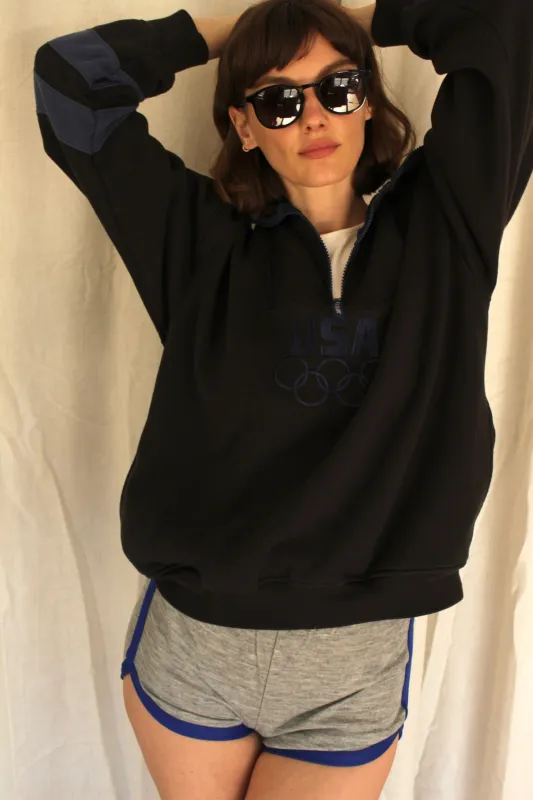 Vintage USA Olympic Embroidered Henley Sweatshirt made by Vintage