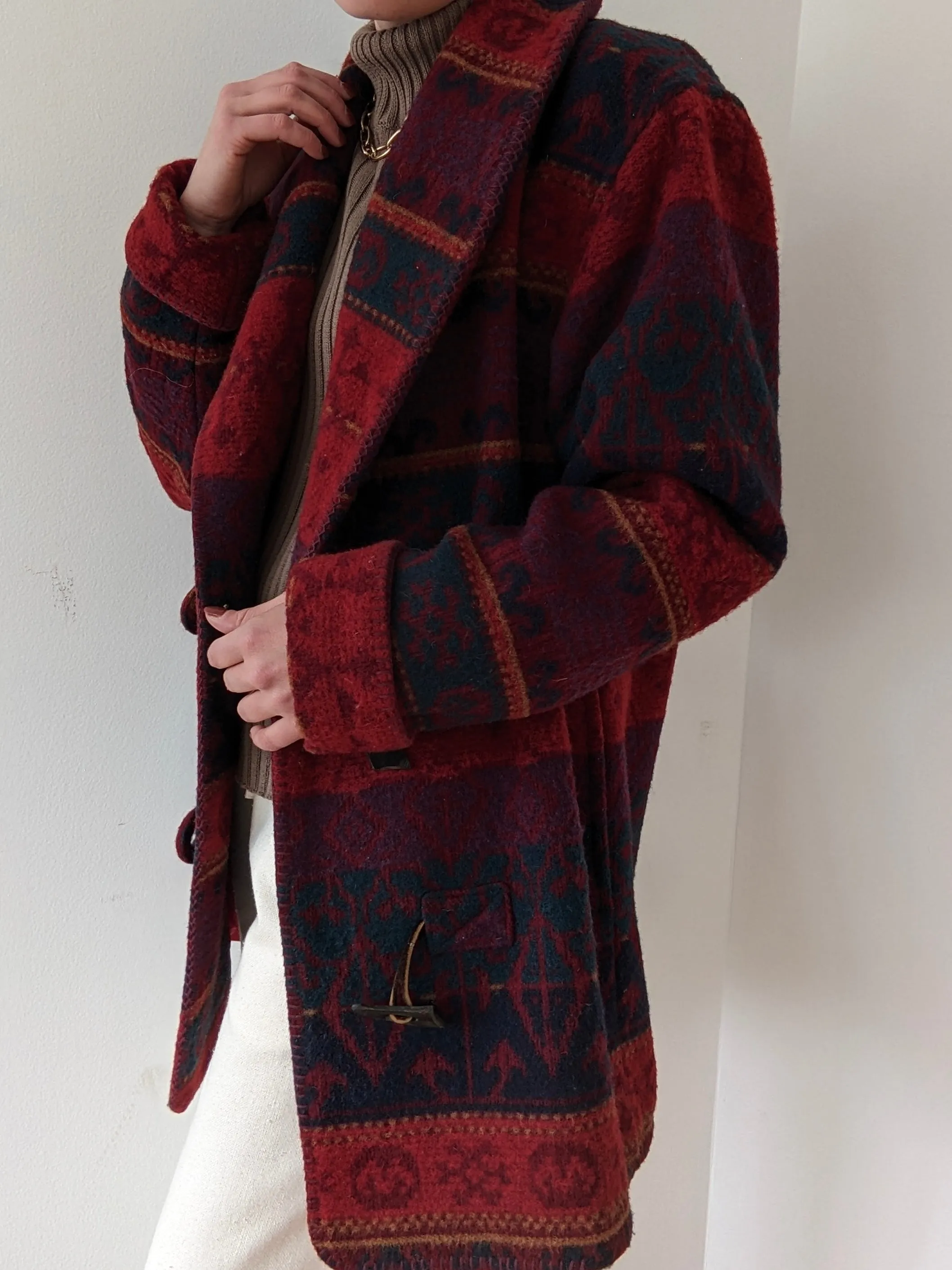 Amazing Vintage Eddie Bauer Patterned Wool Toggle Coat sold by NA NIN product image thumbnail 3