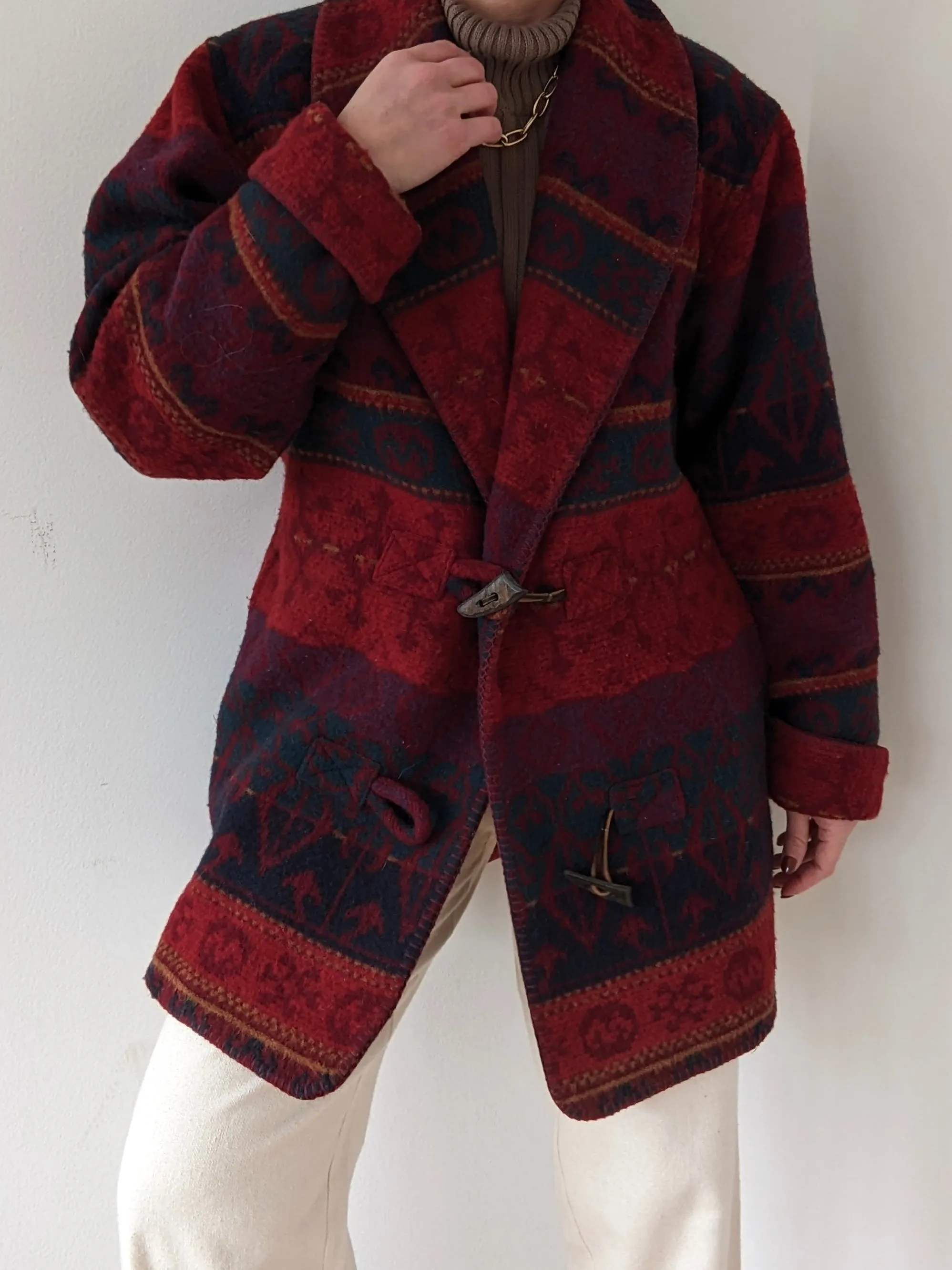 Amazing Vintage Eddie Bauer Patterned Wool Toggle Coat sold by NA NIN product image thumbnail 2