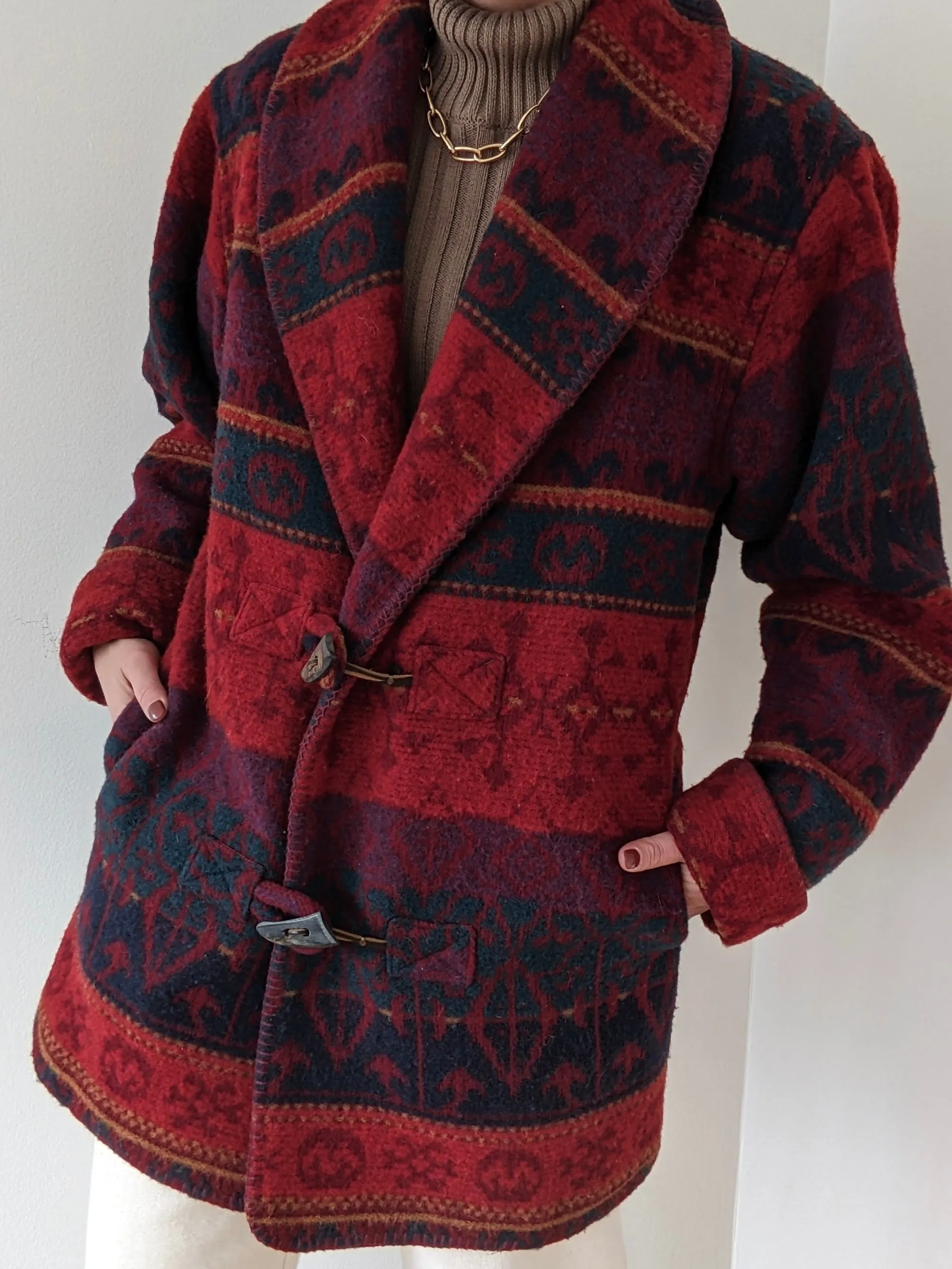 Amazing Vintage Eddie Bauer Patterned Wool Toggle Coat sold by NA NIN product image thumbnail 5