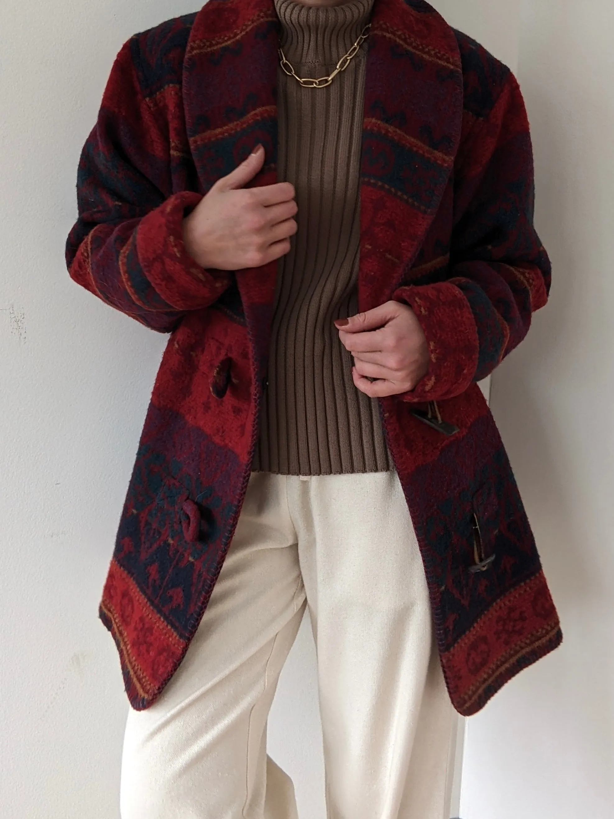 Amazing Vintage Eddie Bauer Patterned Wool Toggle Coat sold by NA NIN