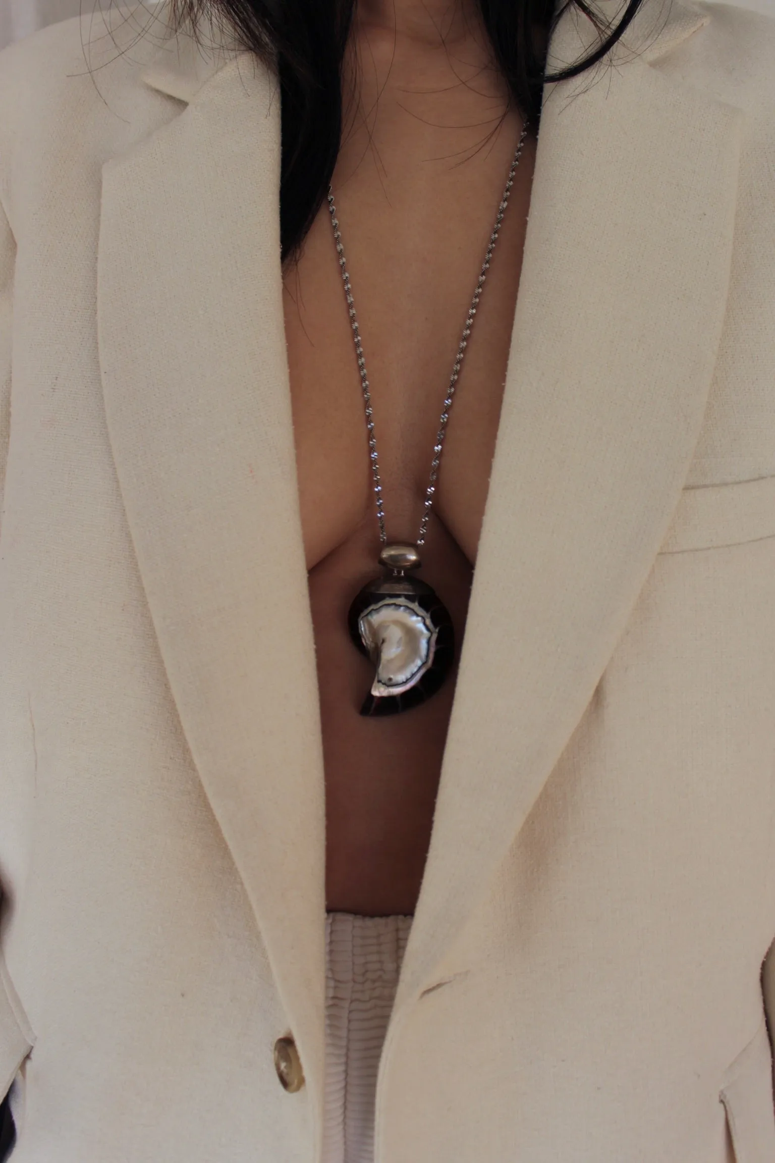 Beautiful Vintage Sterling Silver Nautilus Shell Pendant sold by NA NIN product image thumbnail 2