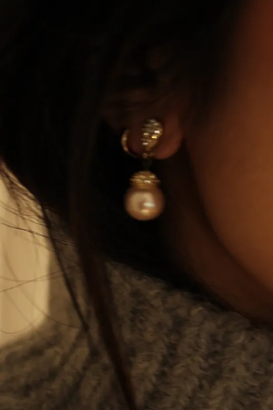 Vintage Rhinestone & Dropped Faux Pearl Earrings made by Vintage