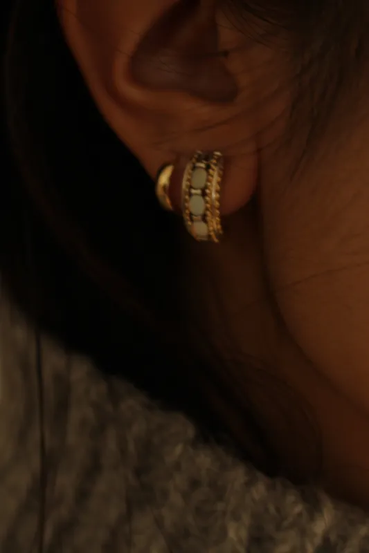 Vintage Gold-Plated Sterling Silver & Opal Earrings made by NA NIN