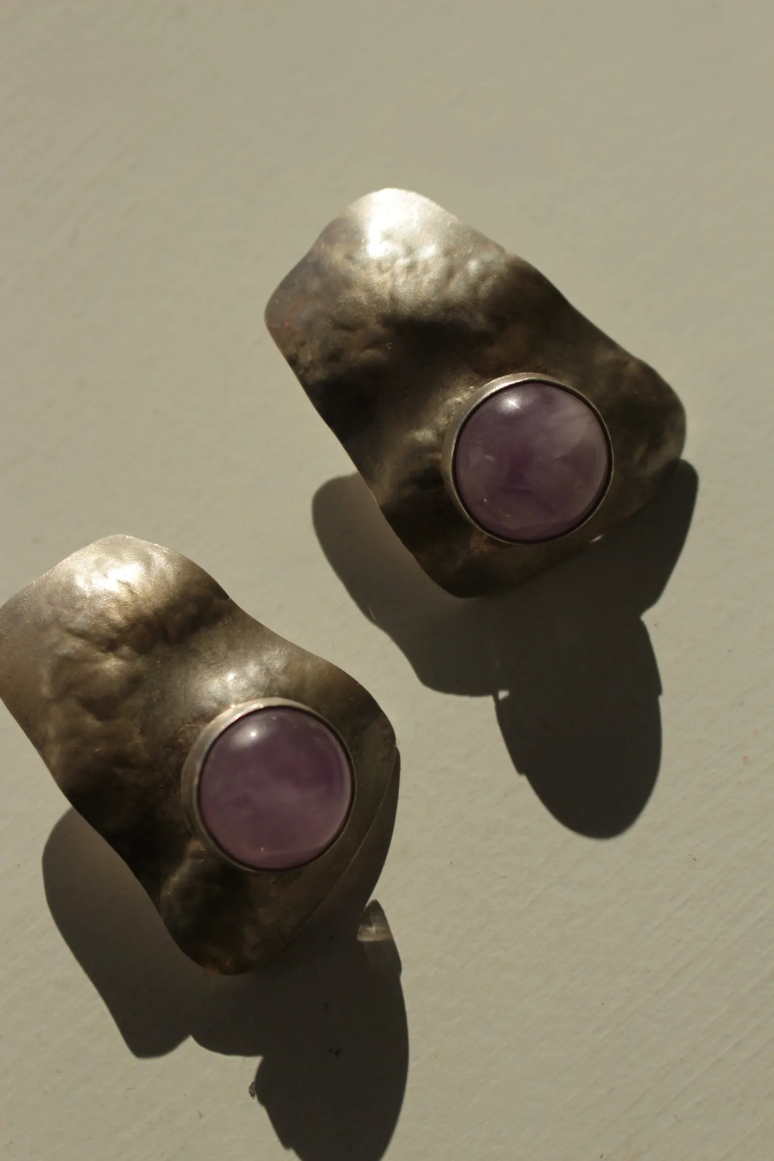 Incredible Vintage Sterling Silver & Amethyst Earrings sold by NA NIN product image thumbnail 3