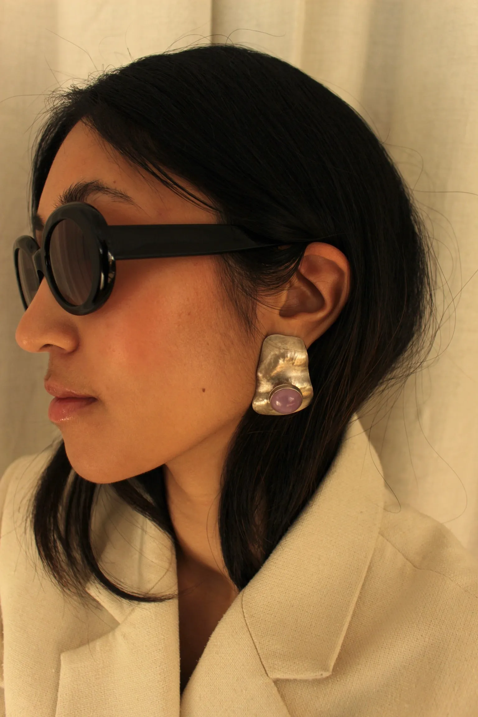 Incredible Vintage Sterling Silver & Amethyst Earrings sold by NA NIN product image thumbnail 2
