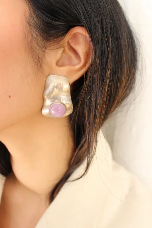 Incredible Vintage Sterling Silver & Amethyst Earrings made by NA NIN