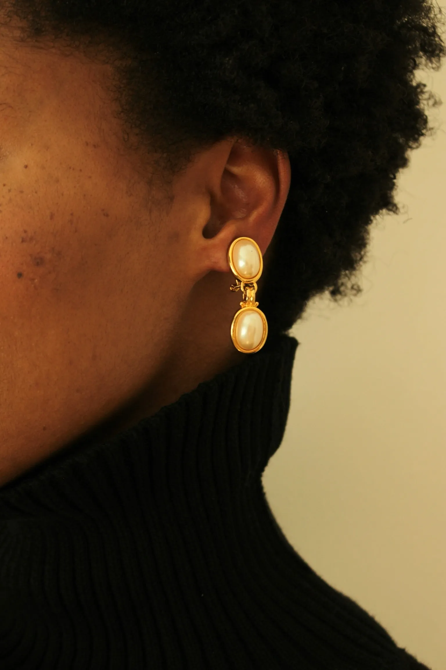 Classic Vintage Faux Pearl Drop Earrings sold by NA NIN product image thumbnail 3