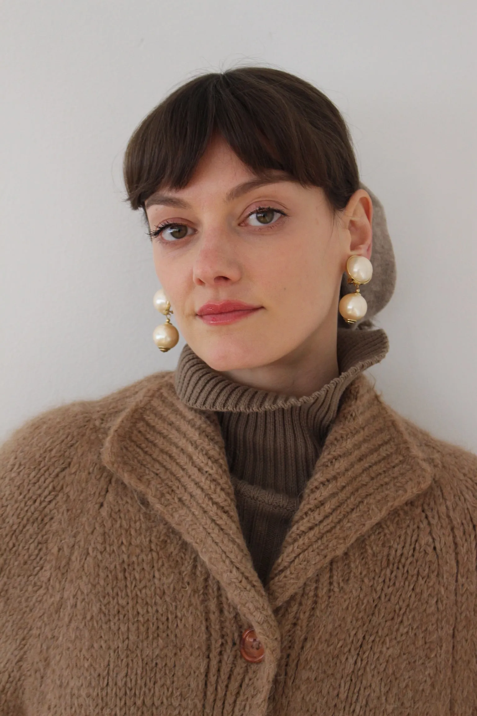 Vintage Domed Faux Pearl Drop Earrings sold by NA NIN product image thumbnail 3