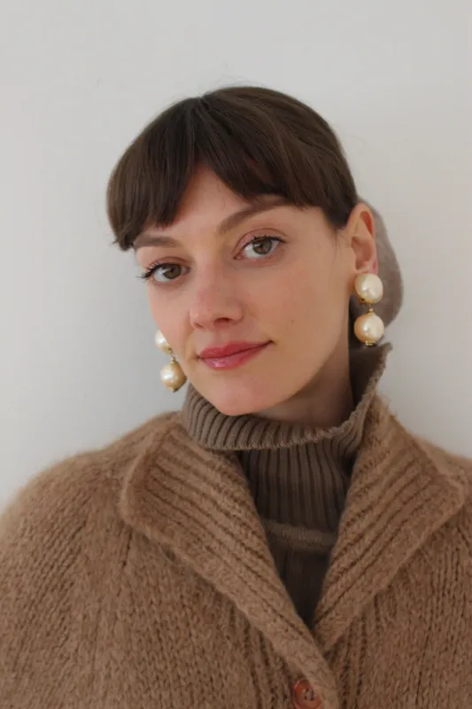 Vintage Domed Faux Pearl Drop Earrings made by NA NIN