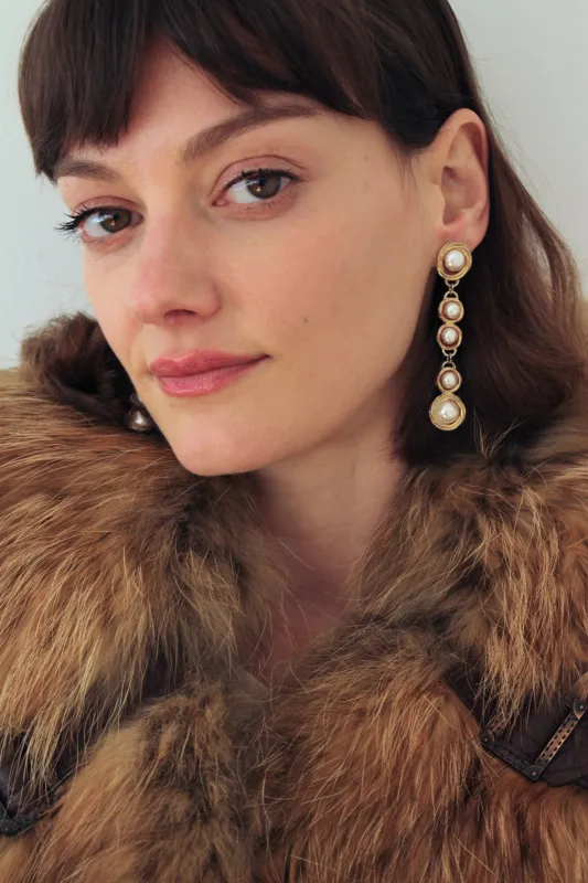 Lovely Vintage Faux Pearl Dangle Earrings made by NA NIN