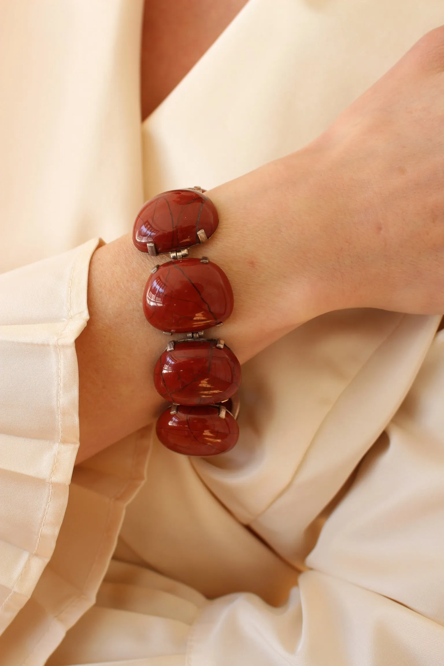 Absolute Favorite Vintage Red Jasper & Sterling Silver Bracelet sold by NA NIN product image thumbnail 5