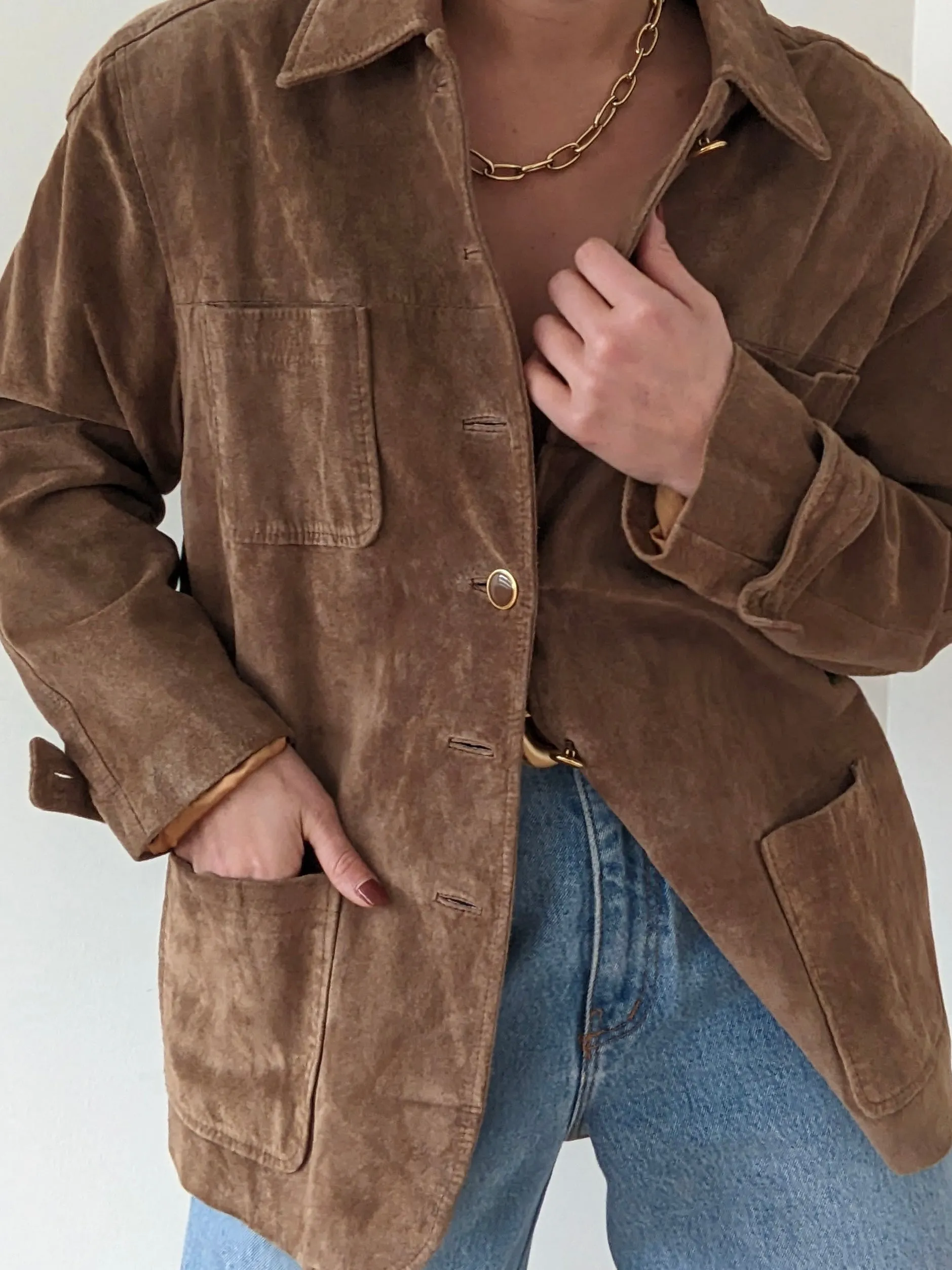 Vintage Almond Suede Chore Coat sold by NA NIN product image thumbnail 2