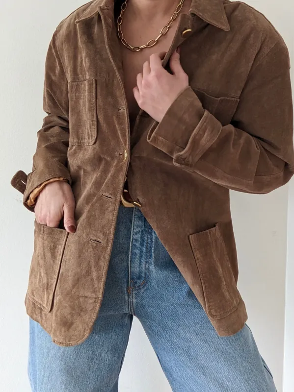 Vintage Almond Suede Chore Coat sold by NA NIN