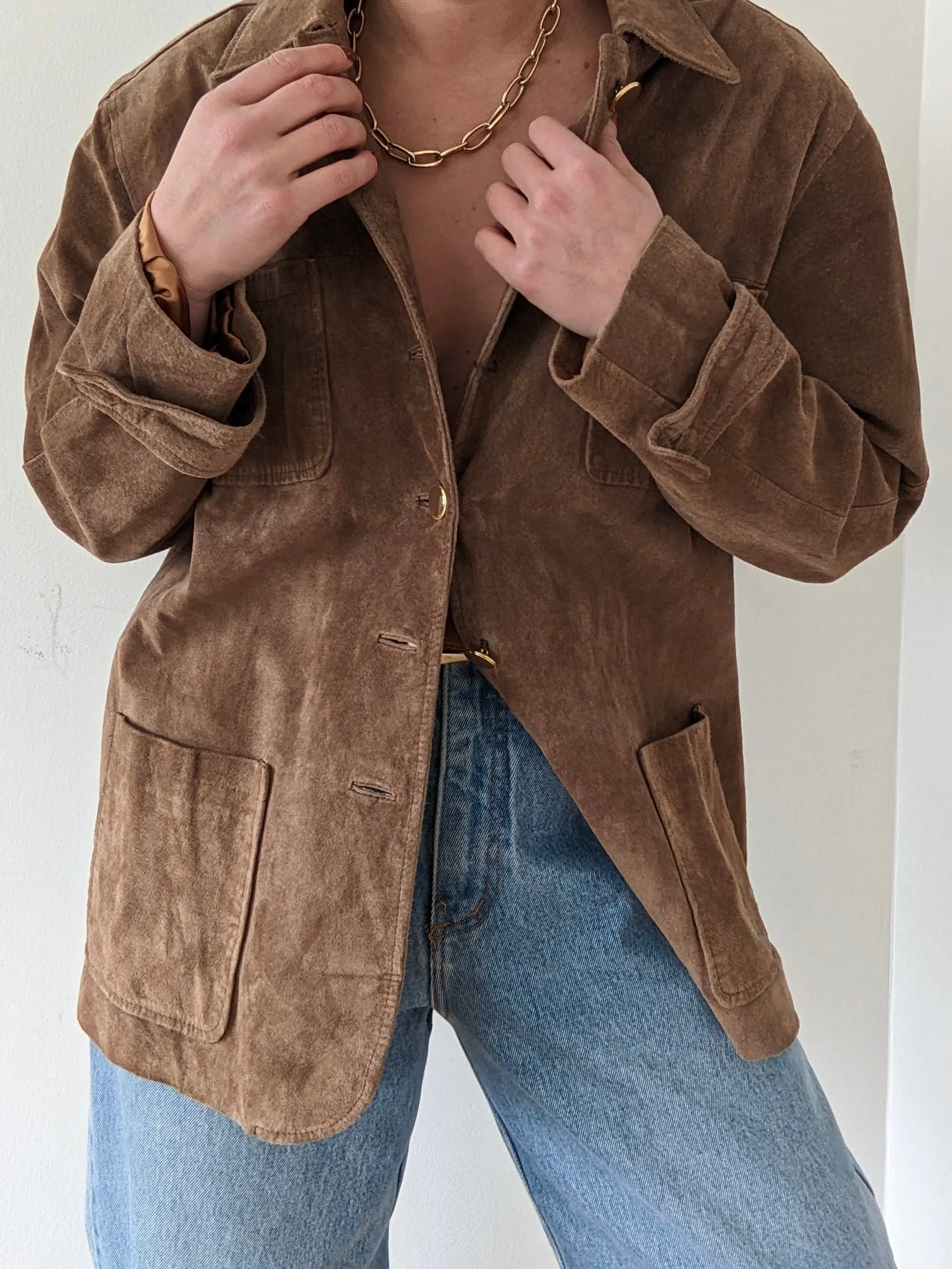 Vintage Almond Suede Chore Coat sold by NA NIN product image thumbnail 4