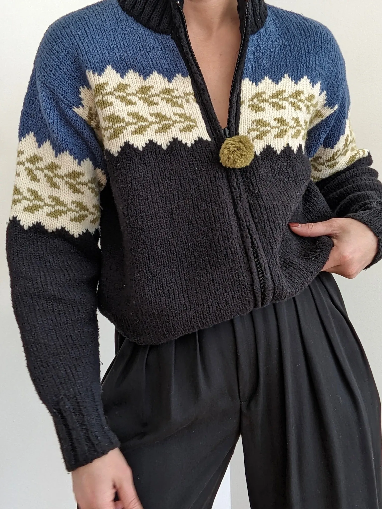 Vintage Hand Knit Pom Pom Cardigan sold by NA NIN product image thumbnail 3