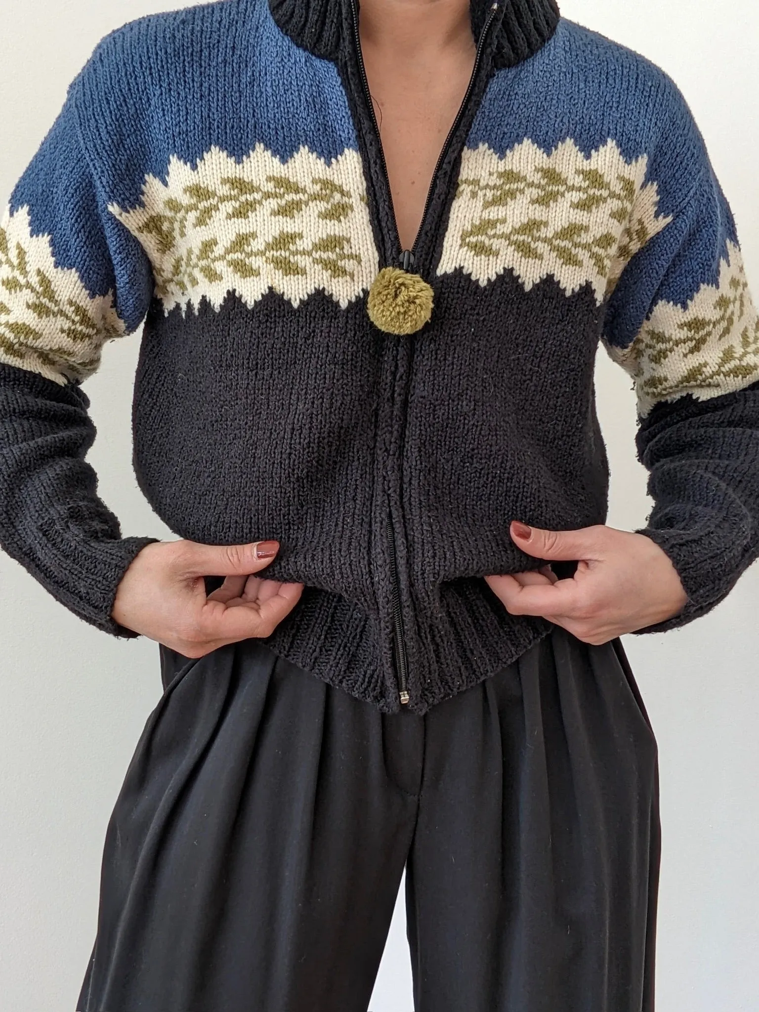 Vintage Hand Knit Pom Pom Cardigan sold by NA NIN product image thumbnail 2