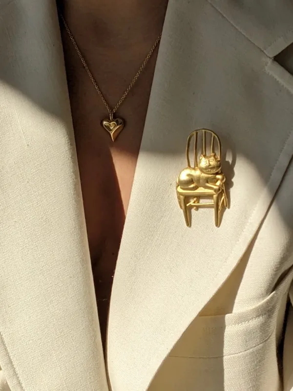 Sweetest Vintage Gold Cat Brooch sold by NA NIN