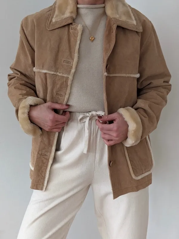 Vintage Biscotti Suede & Faux Fur Coat made by Vintage