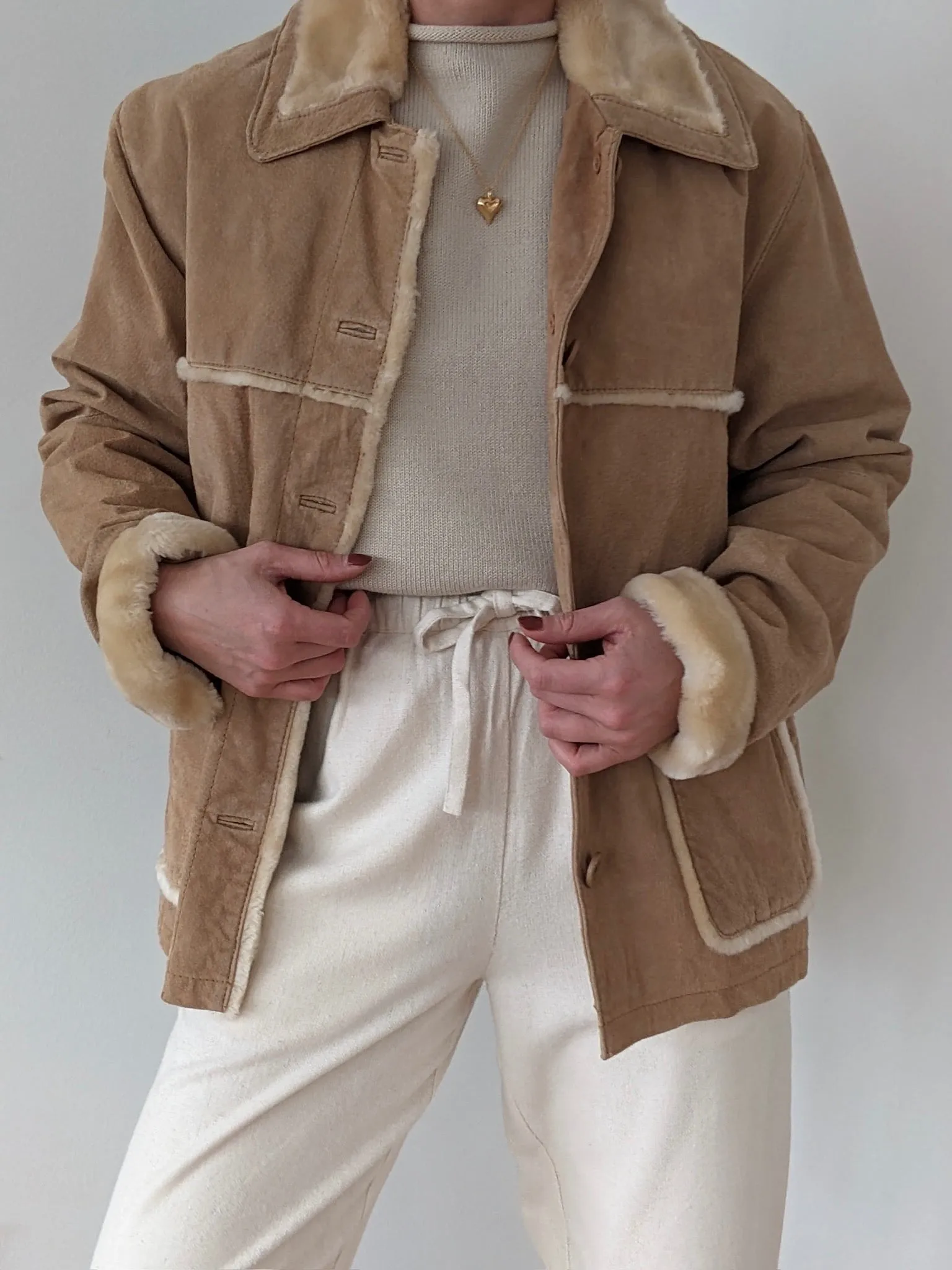 Vintage Biscotti Suede & Faux Fur Coat sold by NA NIN