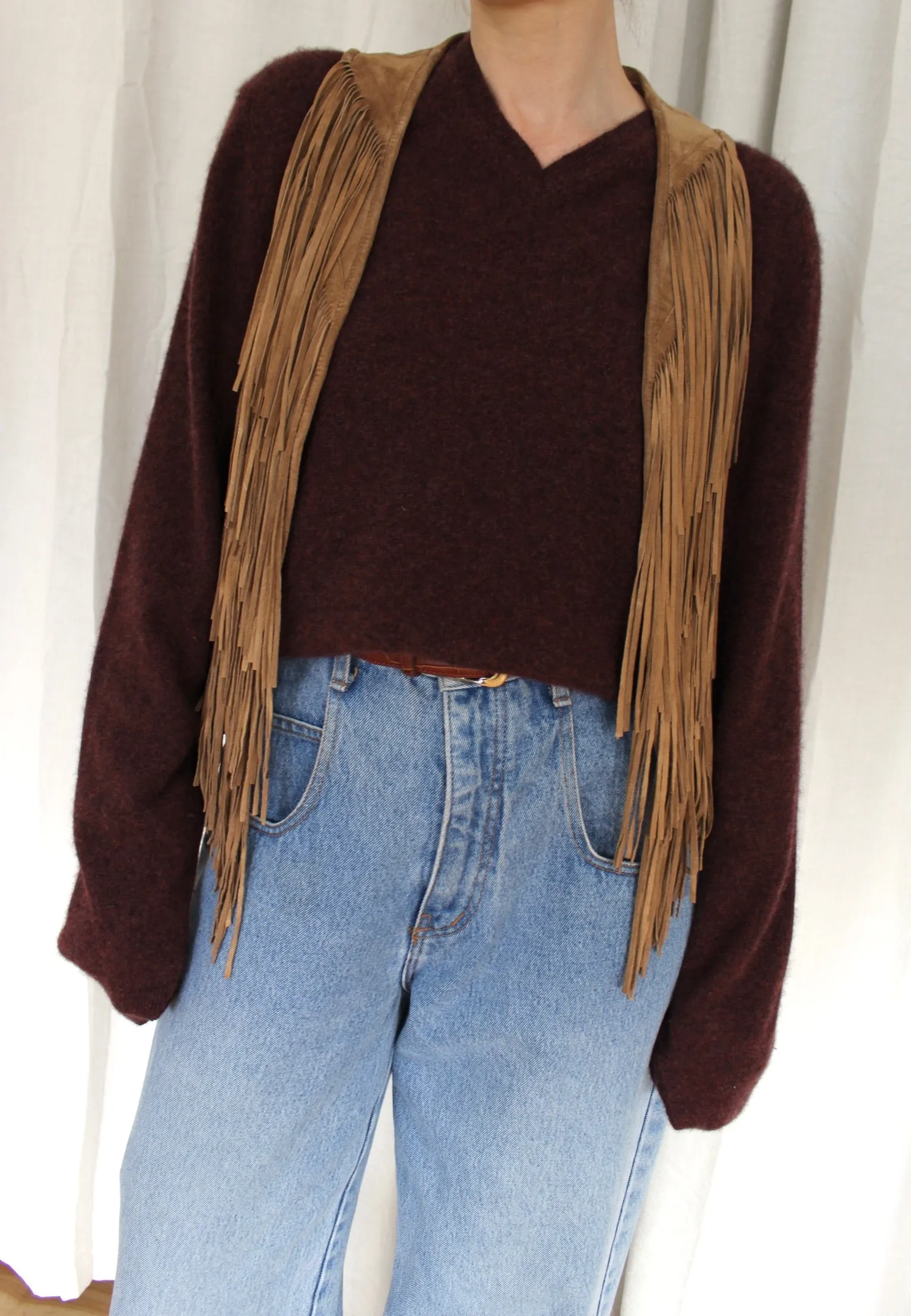 Vintage Fringe Sueded Leather Vest sold by NA NIN product image thumbnail 2