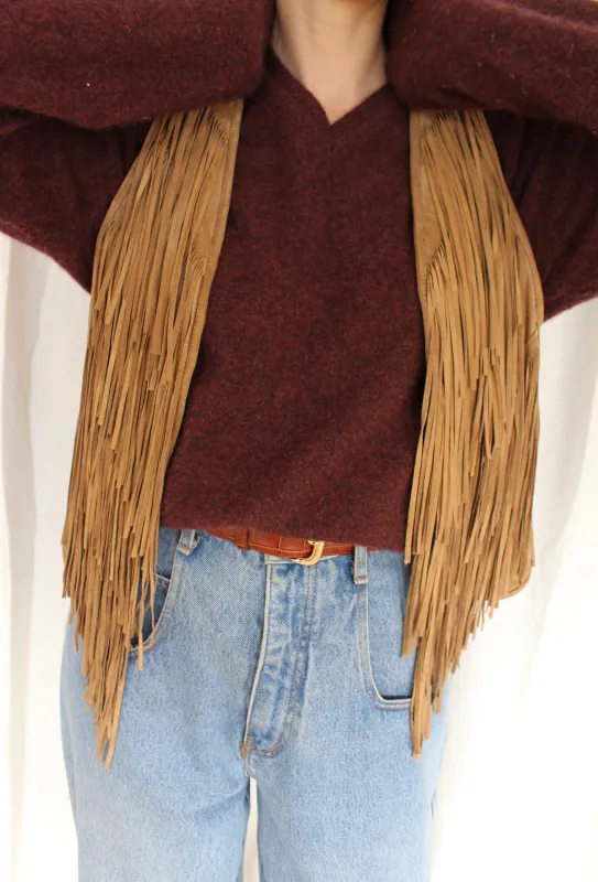 Vintage Fringe Sueded Leather Vest made by NA NIN