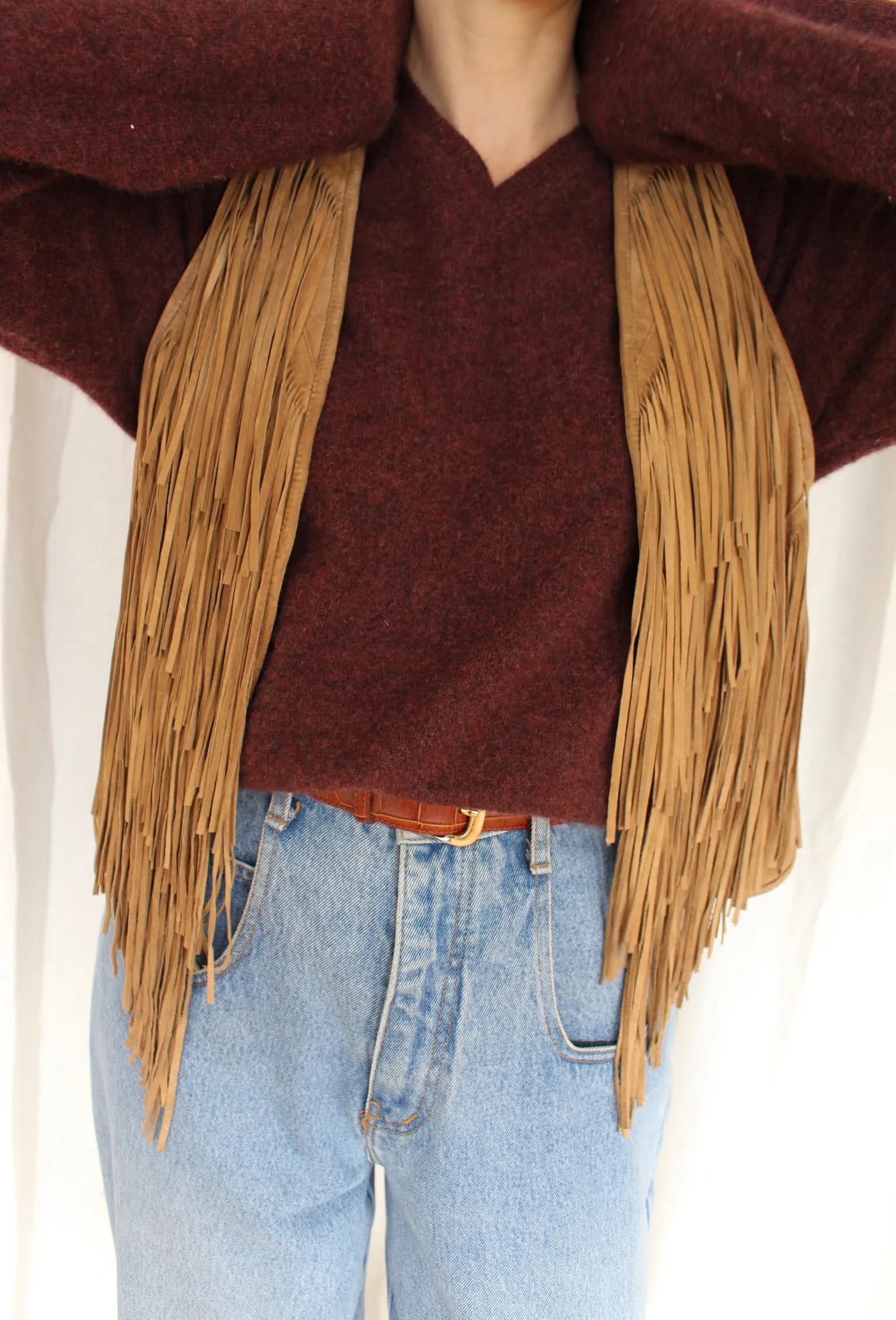 Vintage Fringe Sueded Leather Vest sold by NA NIN