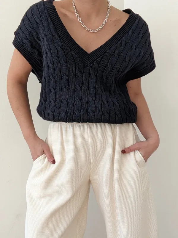 Vintage Ink Cable Knit Cotton Sweater Vest sold by NA NIN