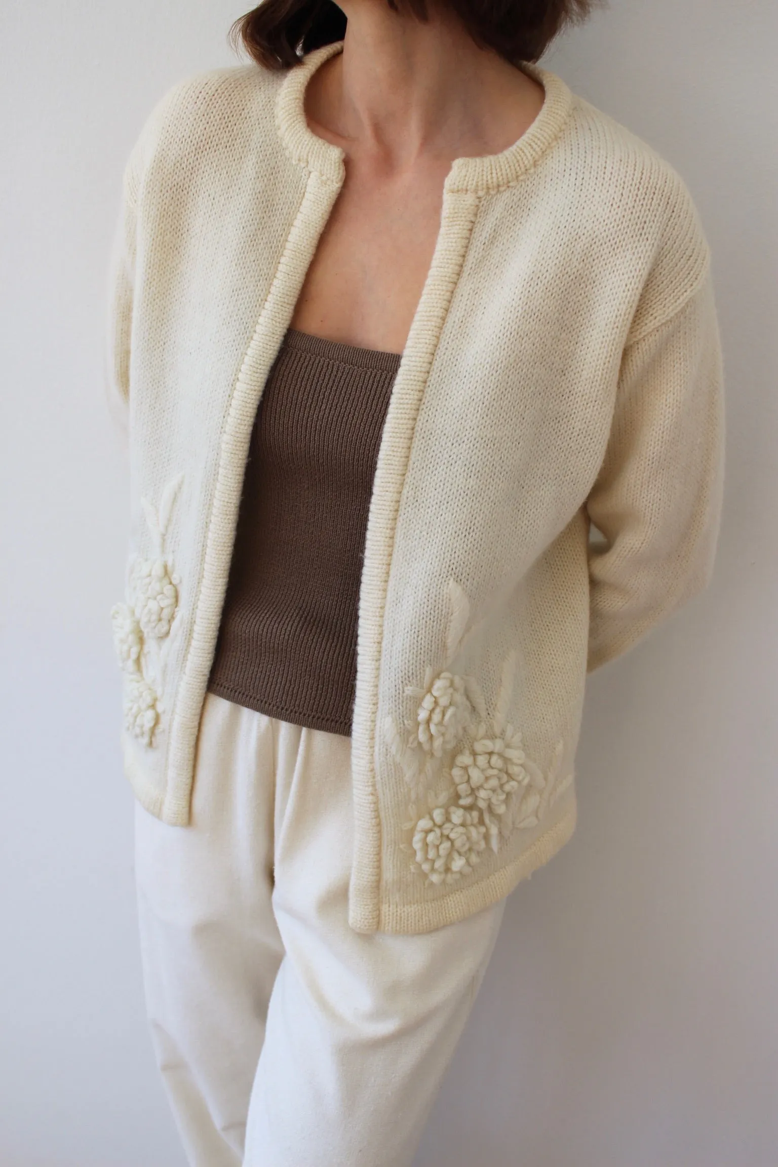 Vintage Buttercream Embroidered Wool Cardigan sold by NA NIN product image thumbnail 5