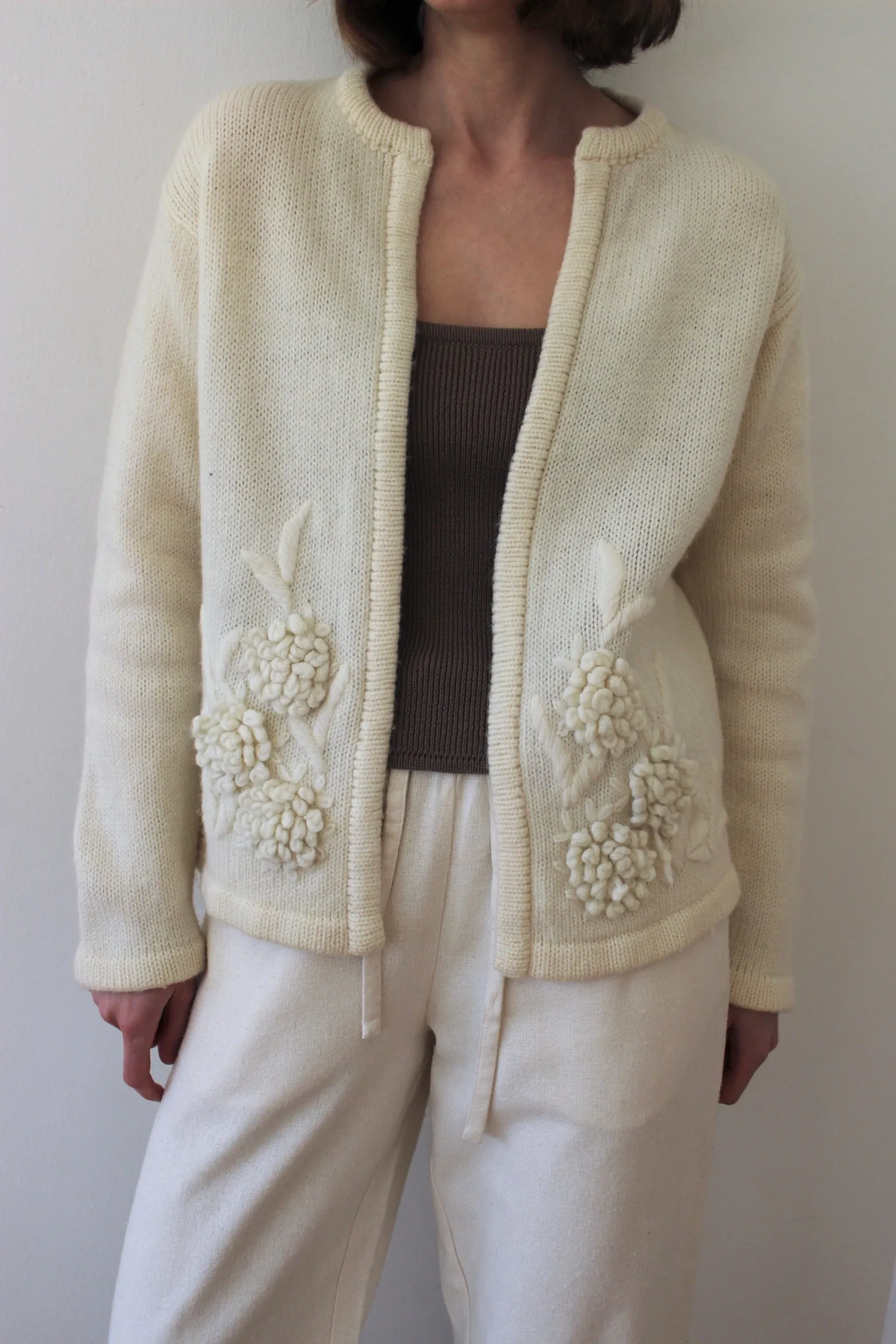Vintage Buttercream Embroidered Wool Cardigan sold by NA NIN product image thumbnail 4