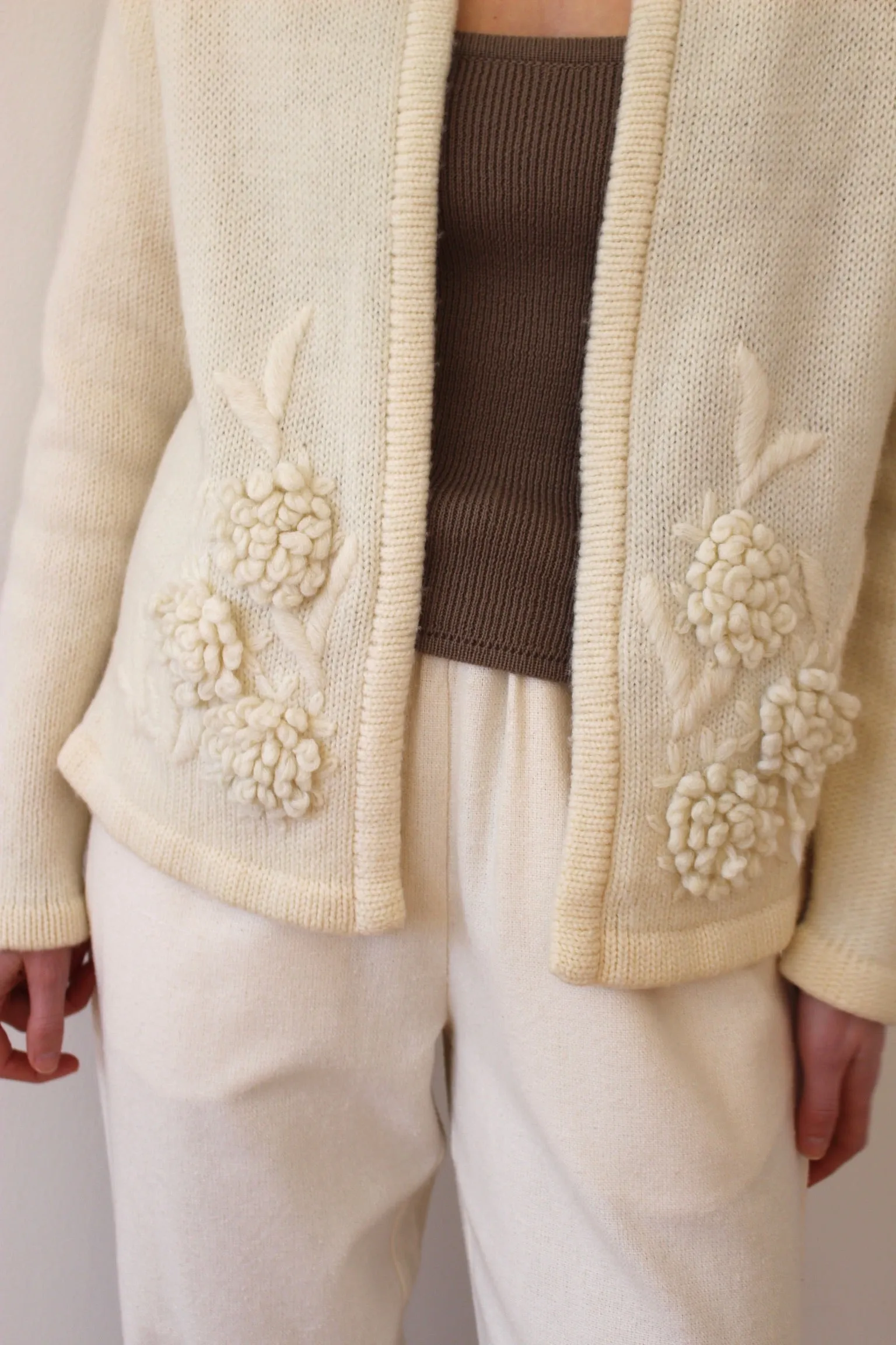 Vintage Buttercream Embroidered Wool Cardigan sold by NA NIN product image thumbnail 3
