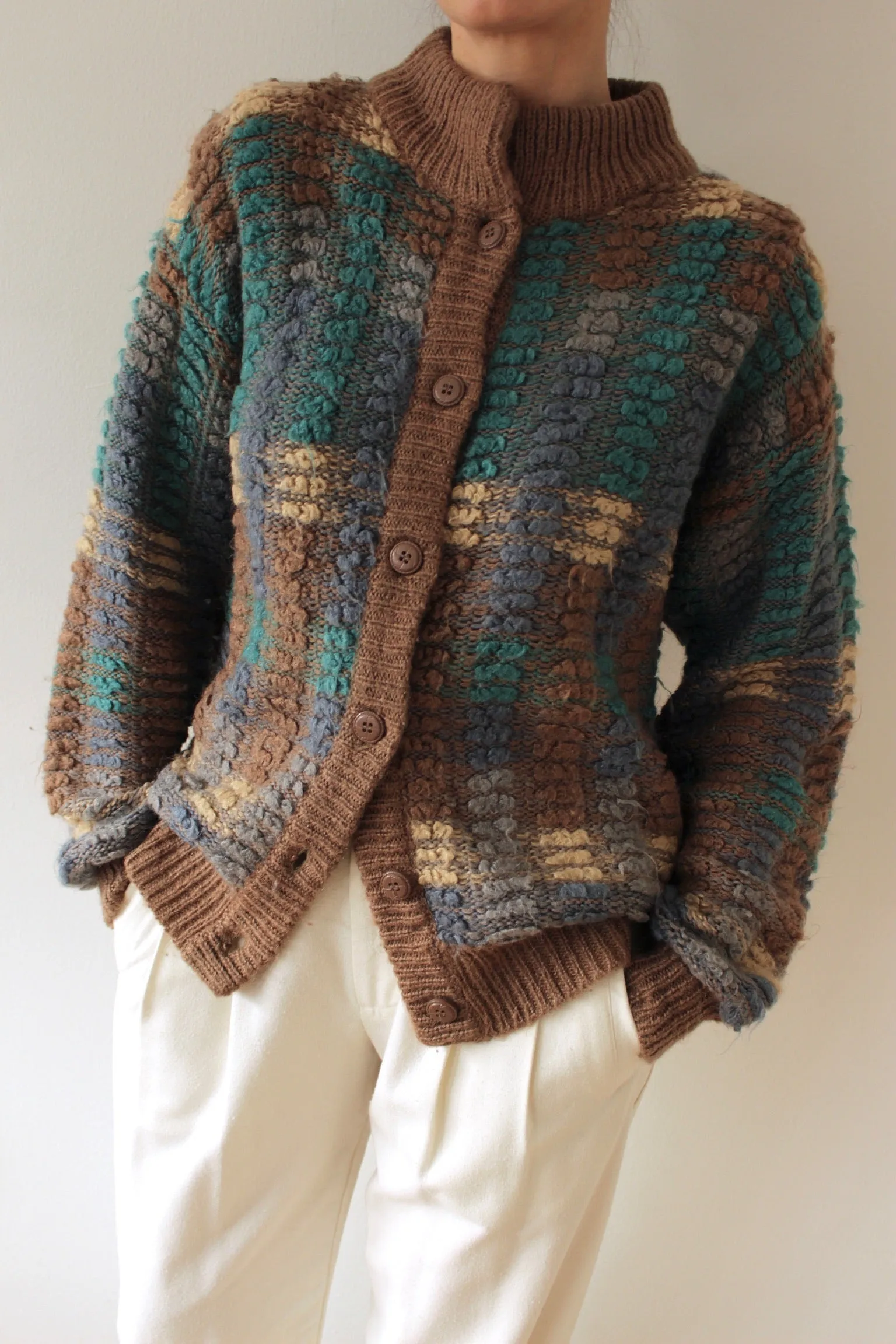 Stunning Vintage Multi-Colored Bouclé Wool Cardigan sold by NA NIN product image thumbnail 3
