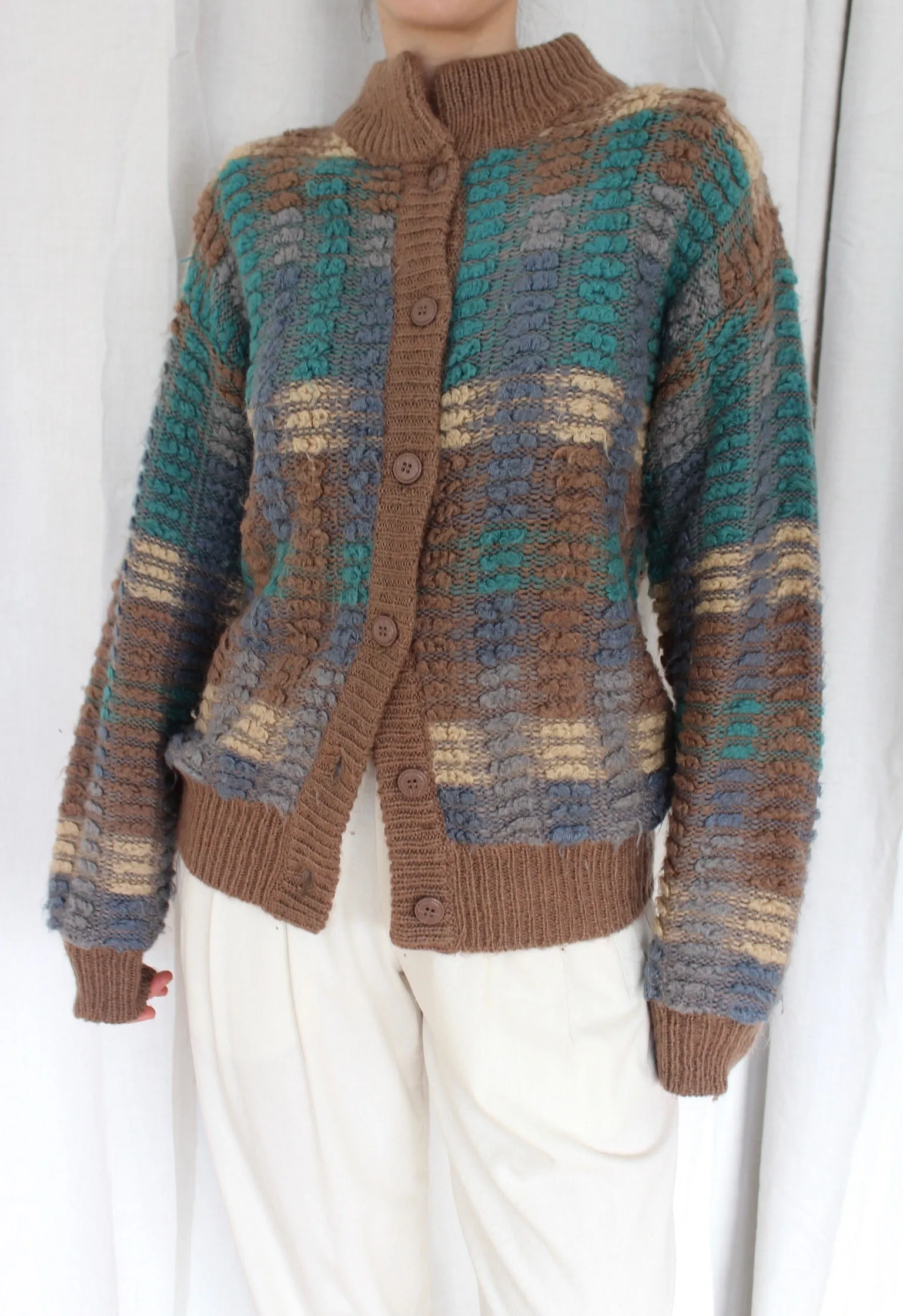 Stunning Vintage Multi-Colored Bouclé Wool Cardigan sold by NA NIN product image thumbnail 2